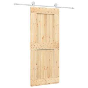 vidaXL Libisev uks Looduslik ja Valge 85 x 210 cm Tahke m&auml;nnipuit
