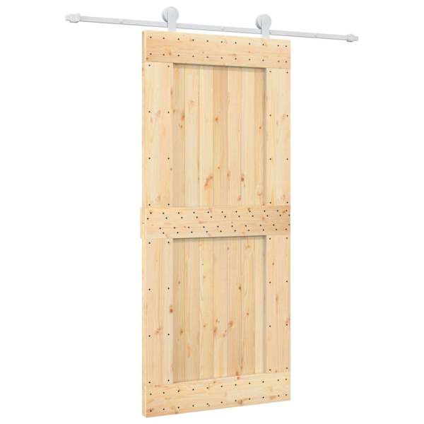 vidaXL Libisev uks Looduslik ja Valge 90 x 210 cm Tahke m&auml;nnipuit