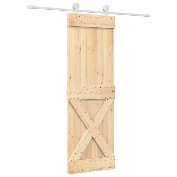 vidaXL Libisev uks Looduslik ja Valge 70 x 210 cm Tahke m&auml;nnipuit