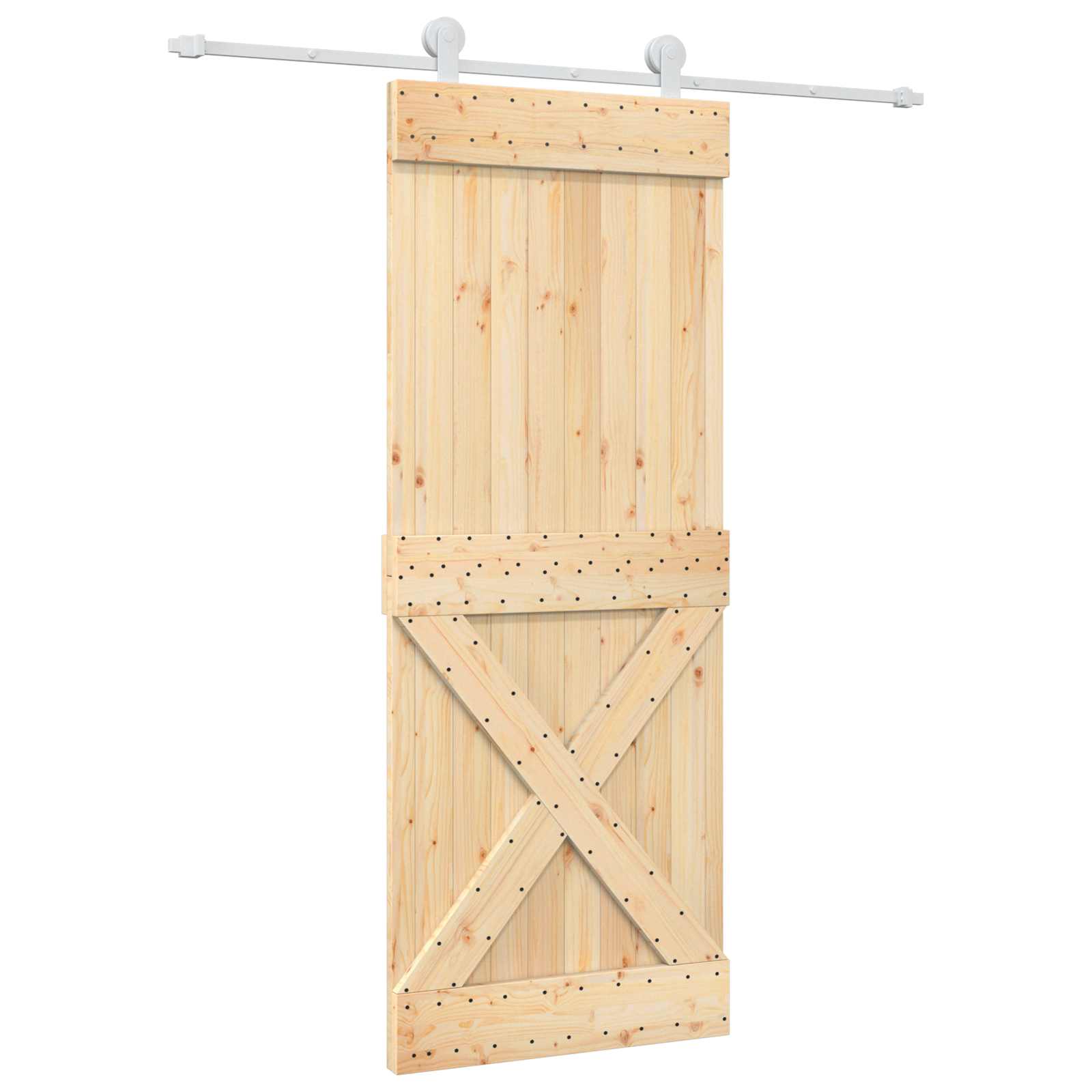 Schuifdeur Natuurlijk en Wit 80 x 210 cm Massief Grenenhout image 2