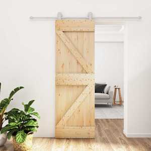 Posuvné dveře Přírodní a bílá 70 x 210 cm Masivní borové dřevo