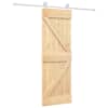 vidaXL Libisev uks Looduslik ja Valge 70 x 210 cm Tahke m&auml;nnipuit