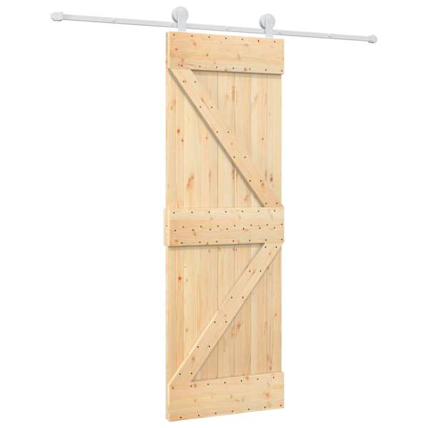 vidaXL Libisev uks Looduslik ja Valge 70 x 210 cm Tahke m&auml;nnipuit