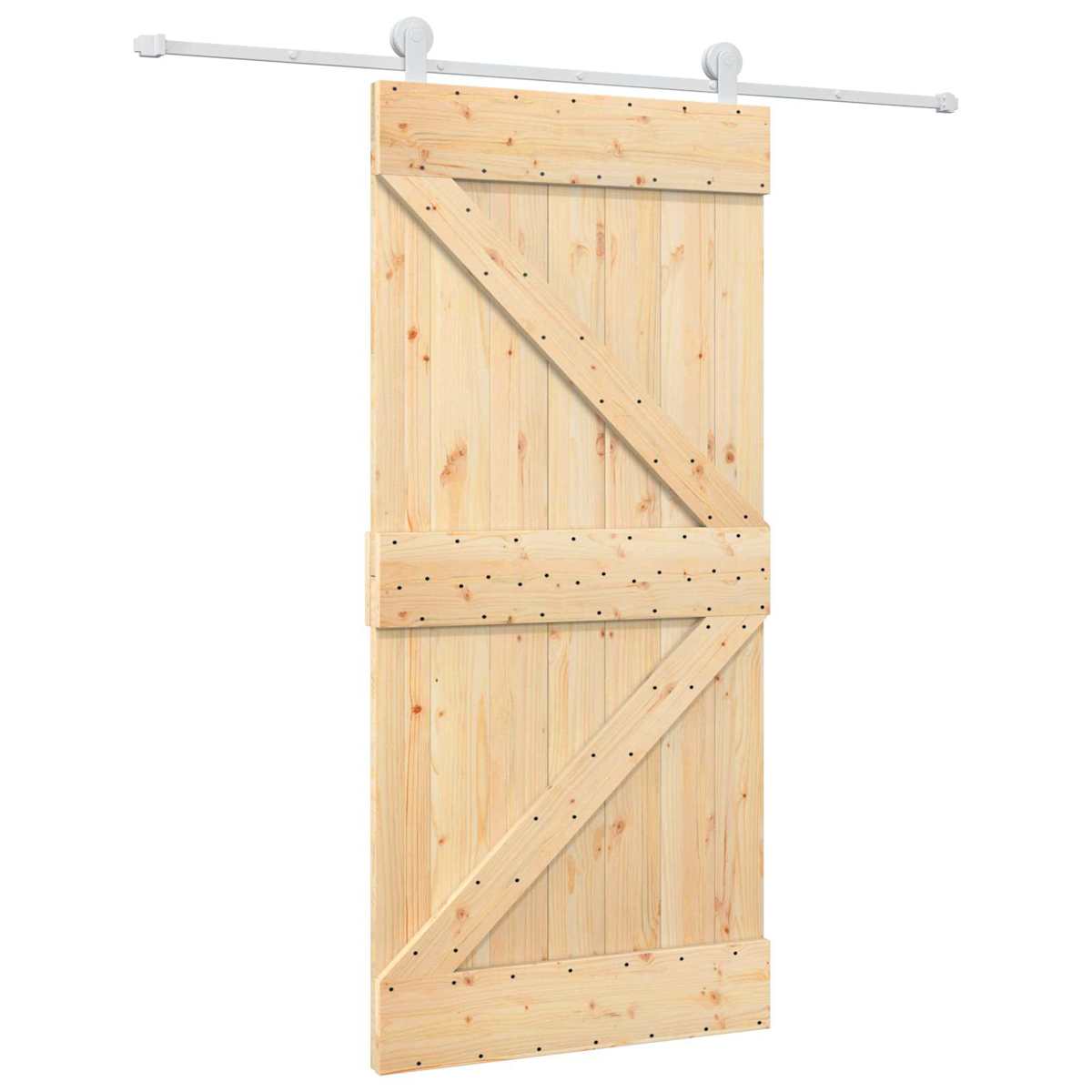 Skydedør 95 x 210 cm Massivt Fyrretræ (Ubehandlet) - Billede 2