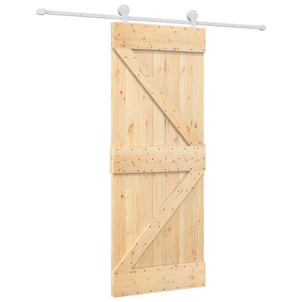 vidaXL Libisev uks Looduslik ja Valge 80 x 210 cm Toekas m&auml;nnipuit