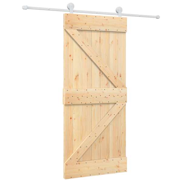 vidaXL Libisev uks 90 x 210 cm Toekas m&auml;nnipuit Looduslik ja Valge