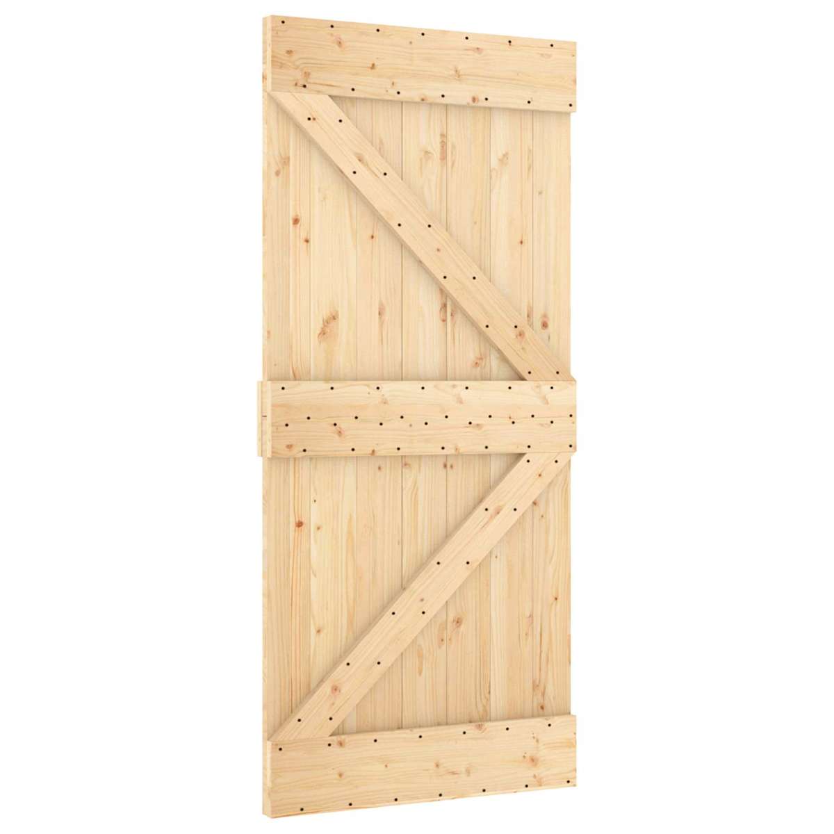 Skydedør 90 x 210 cm Massivt fyrretræ Natur og hvid - Billede 3