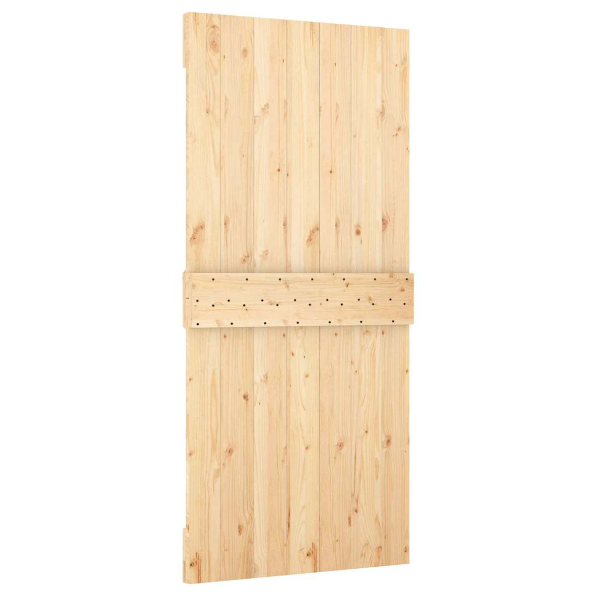 Skydedør 90 x 210 cm Massivt fyrretræ Natur og hvid - Billede 5