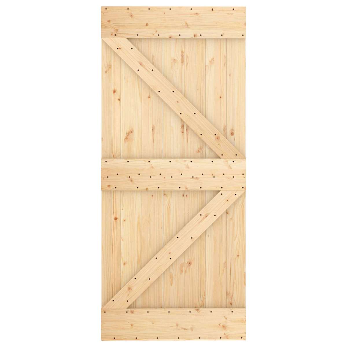 Skydedør 90 x 210 cm Massivt fyrretræ Natur og hvid - Billede 4