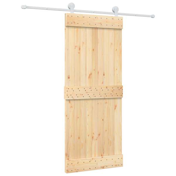 vidaXL Libisev uks Looduslik ja Valge 85 x 210 cm Tahke m&auml;nnipuit