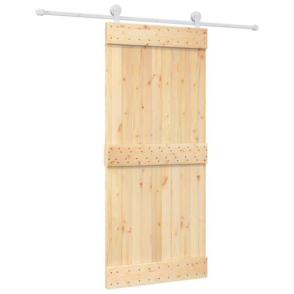 vidaXL Libisev uks Looduslik ja Valge 90 x 210 cm Tahke m&auml;nnipuit