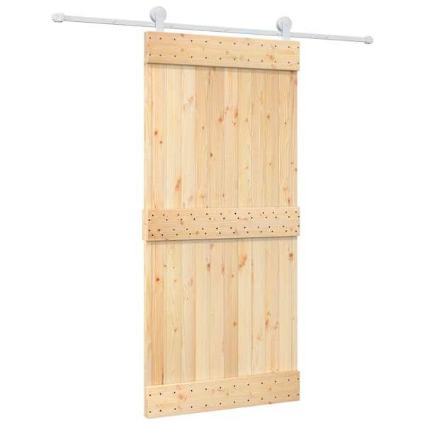 vidaXL Libisev uks Looduslik ja Valge 95 x 210 cm Tahke m&auml;nnipuit
