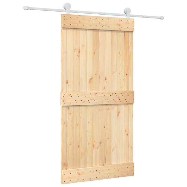 vidaXL Libisev uks Looduslik ja Valge 100 x 210 cm Tahke m&auml;nnipuit