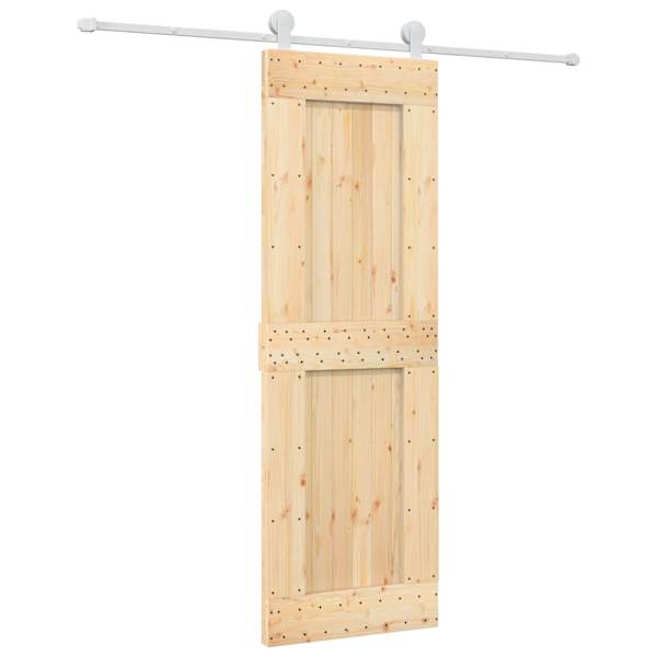vidaXL Libisev uks Looduslik ja Valge 70 x 210 cm Tahke m&auml;nnipuit