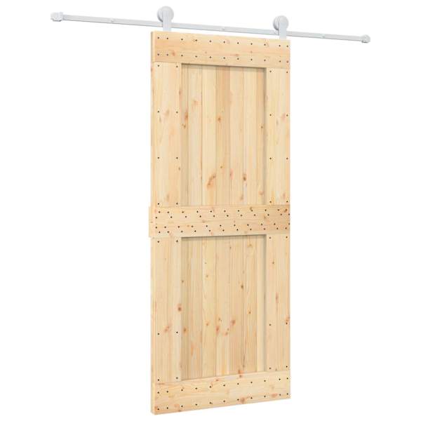 vidaXL Libisev uks Looduslik ja Valge 85 x 210 cm Tahke m&auml;nnipuit