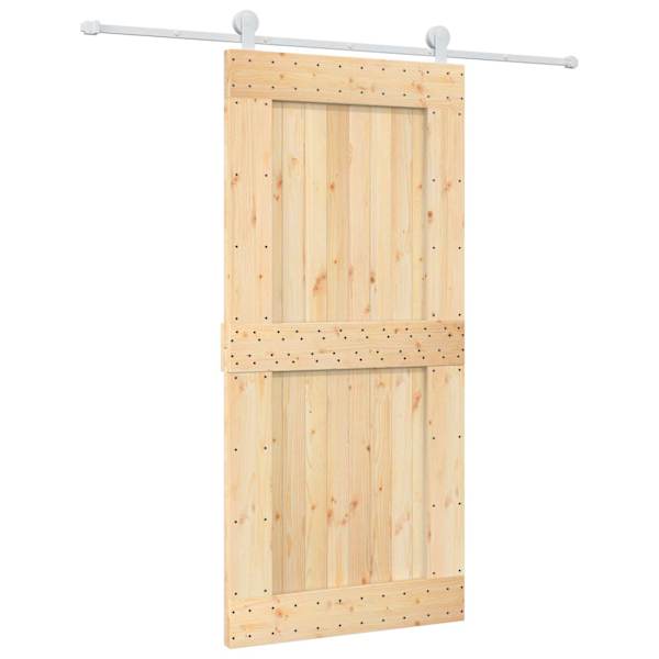 vidaXL Libisev uks Looduslik ja Valge 95 x 210 cm Tahke m&auml;nnipuit