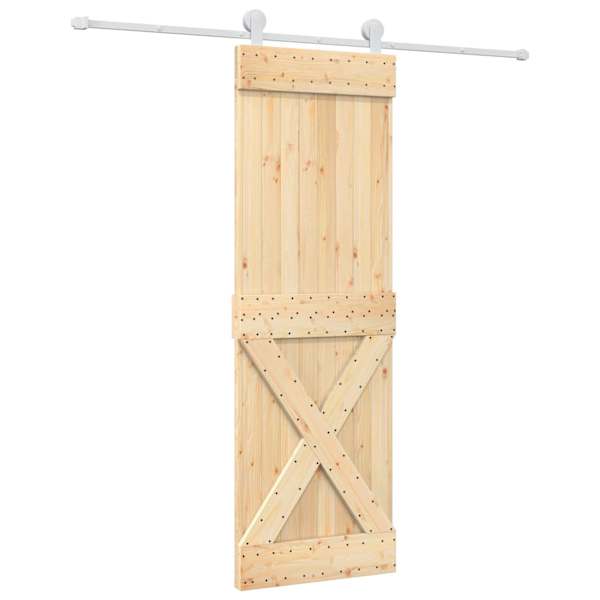 vidaXL Libisev uks Looduslik ja Valge 70 x 210 cm Tahke m&auml;nnipuit
