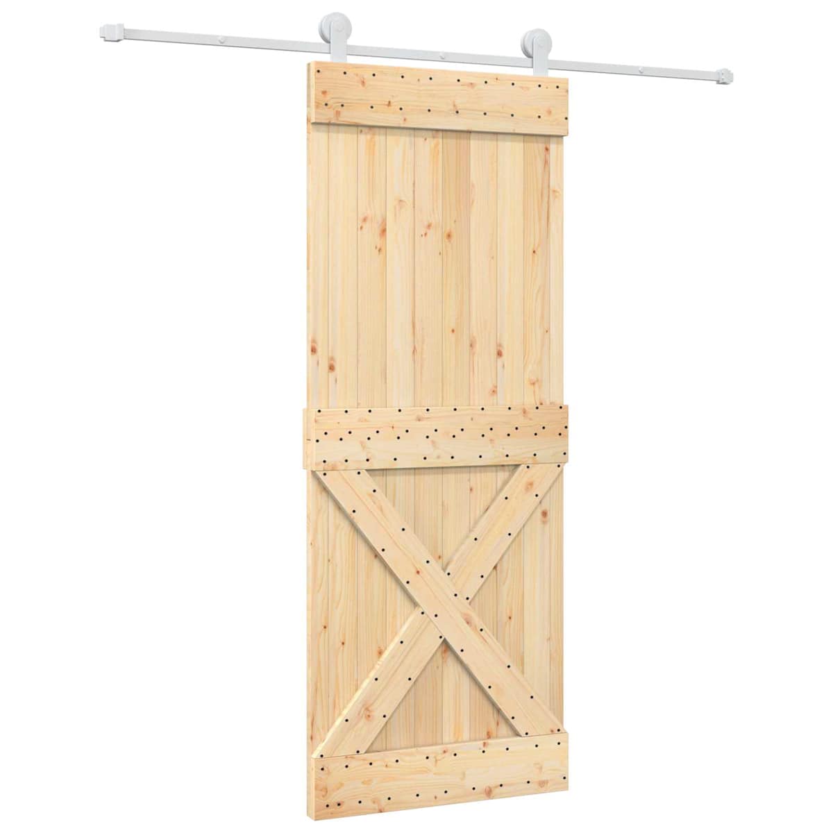 Skydedør 80 x 210 cm Massivt Fyrretræ (Ubehandlet) - Billede 2