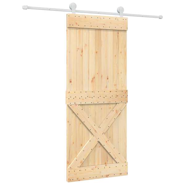 vidaXL Libisev uks Looduslik ja Valge 85 x 210 cm Tahke m&auml;nnipuit
