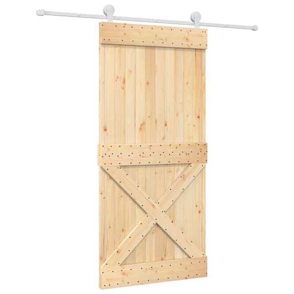vidaXL Libisev uks Looduslik ja Valge 95 x 210 cm Tahke m&auml;nnipuit