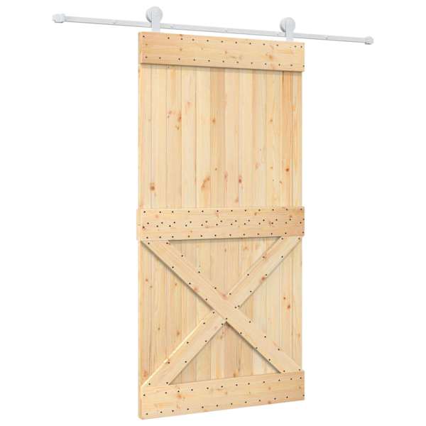 vidaXL Libisev uks Looduslik ja Valge 100 x 210 cm Tahke m&auml;nnipuit