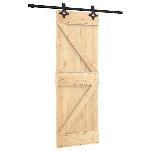 vidaXL Libisev uks Naturaalne ja must 70 x 210 cm Tahke m&auml;nnipuit