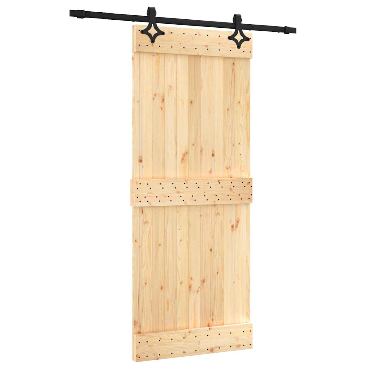 Skydedør Naturfarvet og sort 85 x 210 cm Massivt Fyrretræ - Billede 2