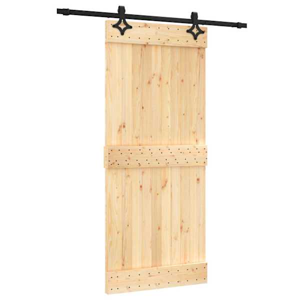 vidaXL Libisev uks Naturaalne ja must 90 x 210 cm Tahke m&auml;nnipuit