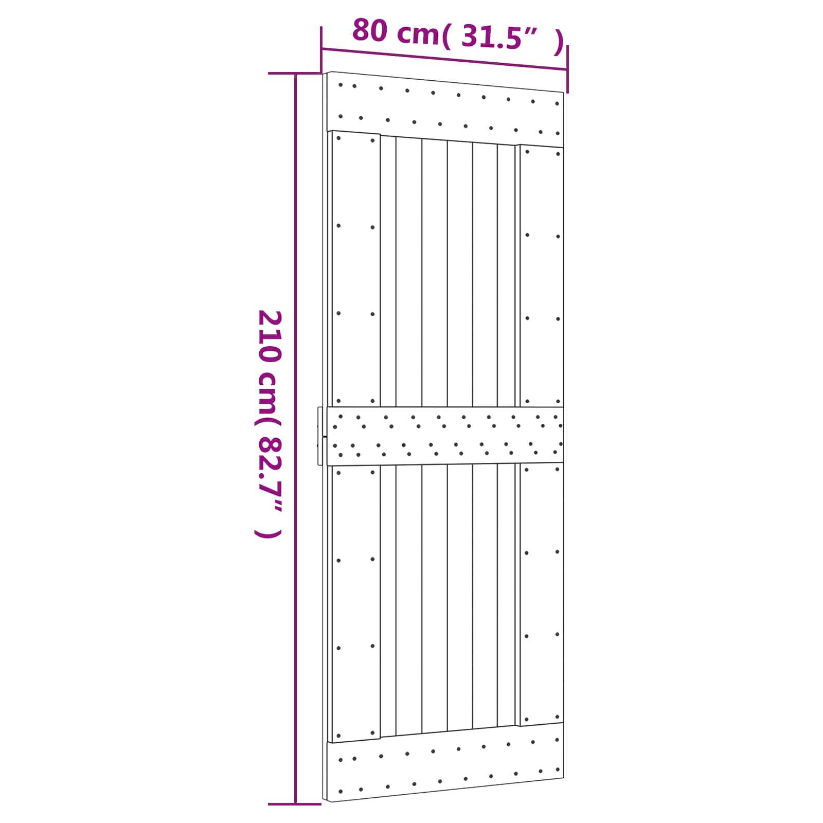 Schuifdeur Naturel en Zwart 80 x 210 cm Massief Grenenhout image 11