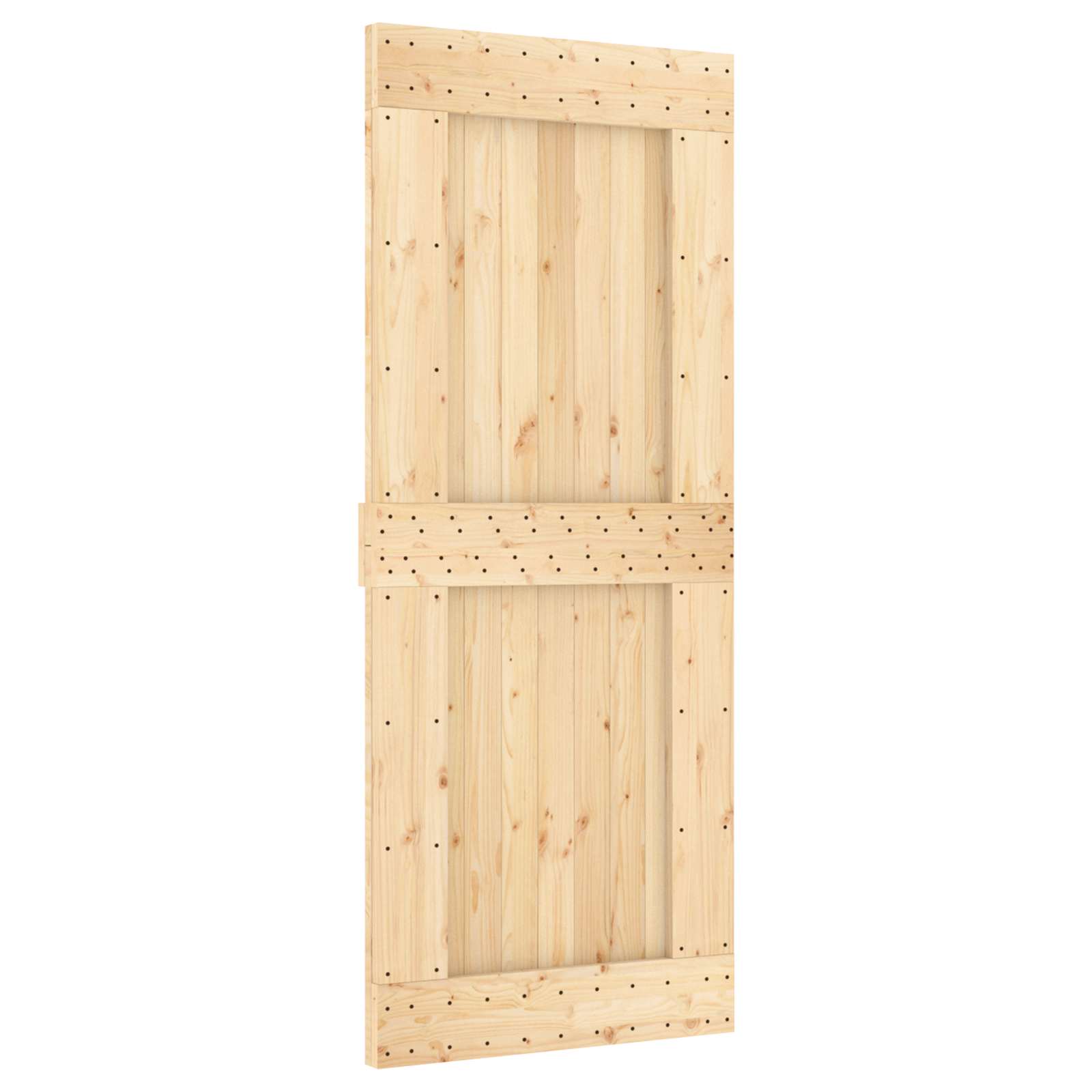 Schuifdeur Naturel en Zwart 85 x 210 cm Massief Grenenhout image 3