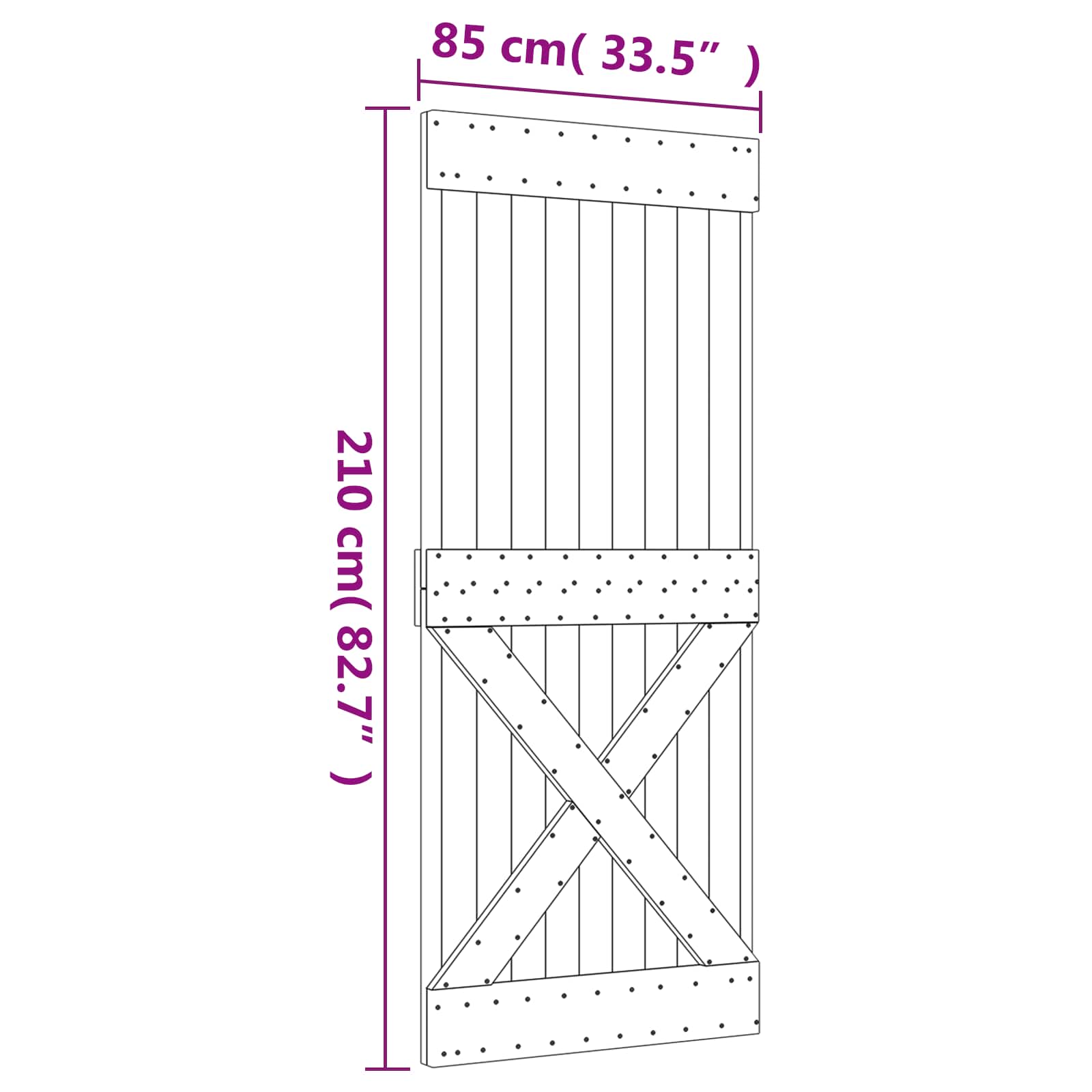 Schuifdeur Naturel en Zwart 85 x 210 cm Massief Grenenhout image 11