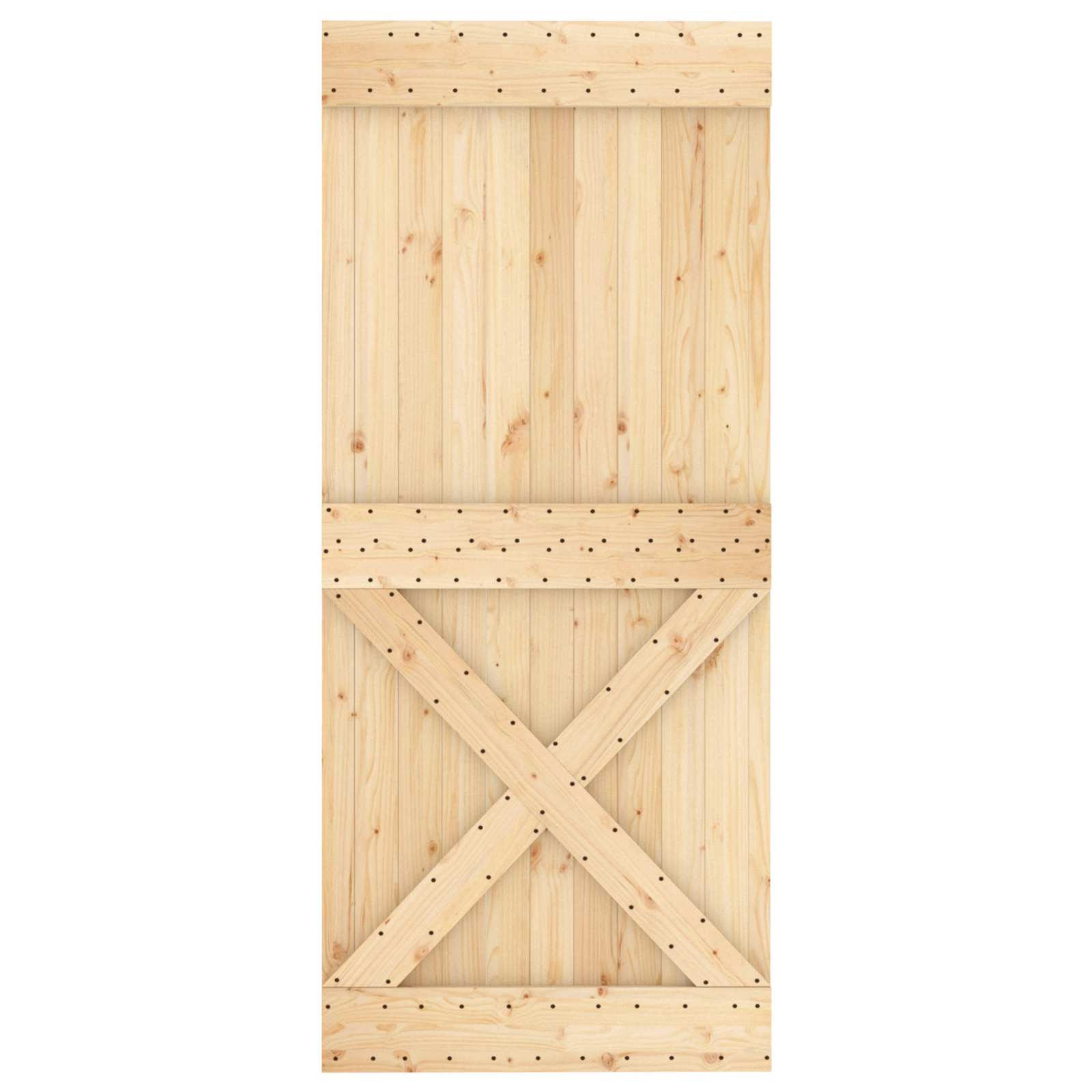 Schuifdeur Naturel en Zwart 90 x 210 cm Massief Grenenhout image 4