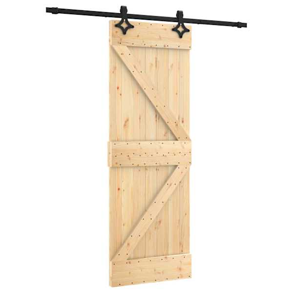 vidaXL Libisev uks Naturaalne ja must 70 x 210 cm Tahke m&auml;nnipuit