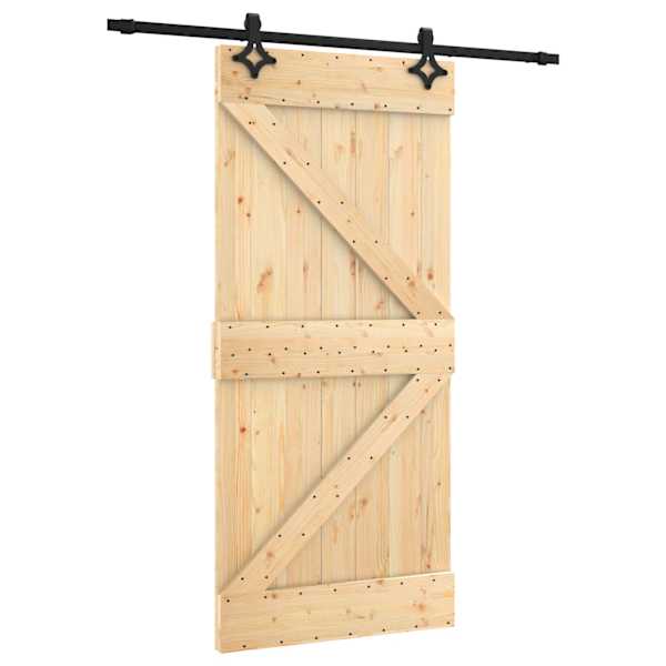vidaXL Libisev uks Naturaalne ja must 95 x 210 cm Tahke m&auml;nnipuit