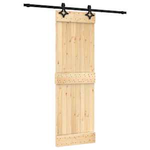 vidaXL Libisev uks Naturaalne ja must 70 x 210 cm Tahke m&auml;nnipuit