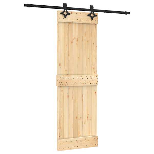 vidaXL Libisev uks Naturaalne ja must 70 x 210 cm Tahke m&auml;nnipuit