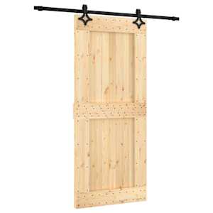 vidaXL Libisev uks Naturaalne ja must 90 x 210 cm Tahke m&auml;nnipuit