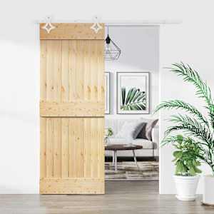 Drsna vrata Naravna in bela 80 x 210 cm Masiven borov les