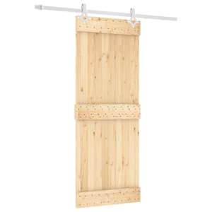 vidaXL Libisev uks Looduslik ja Valge 80 x 210 cm Tahke m&auml;nnipuit