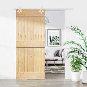 Posuvné dveře Přírodní a bílá 90 x 210 cm Masivní borové dřevo