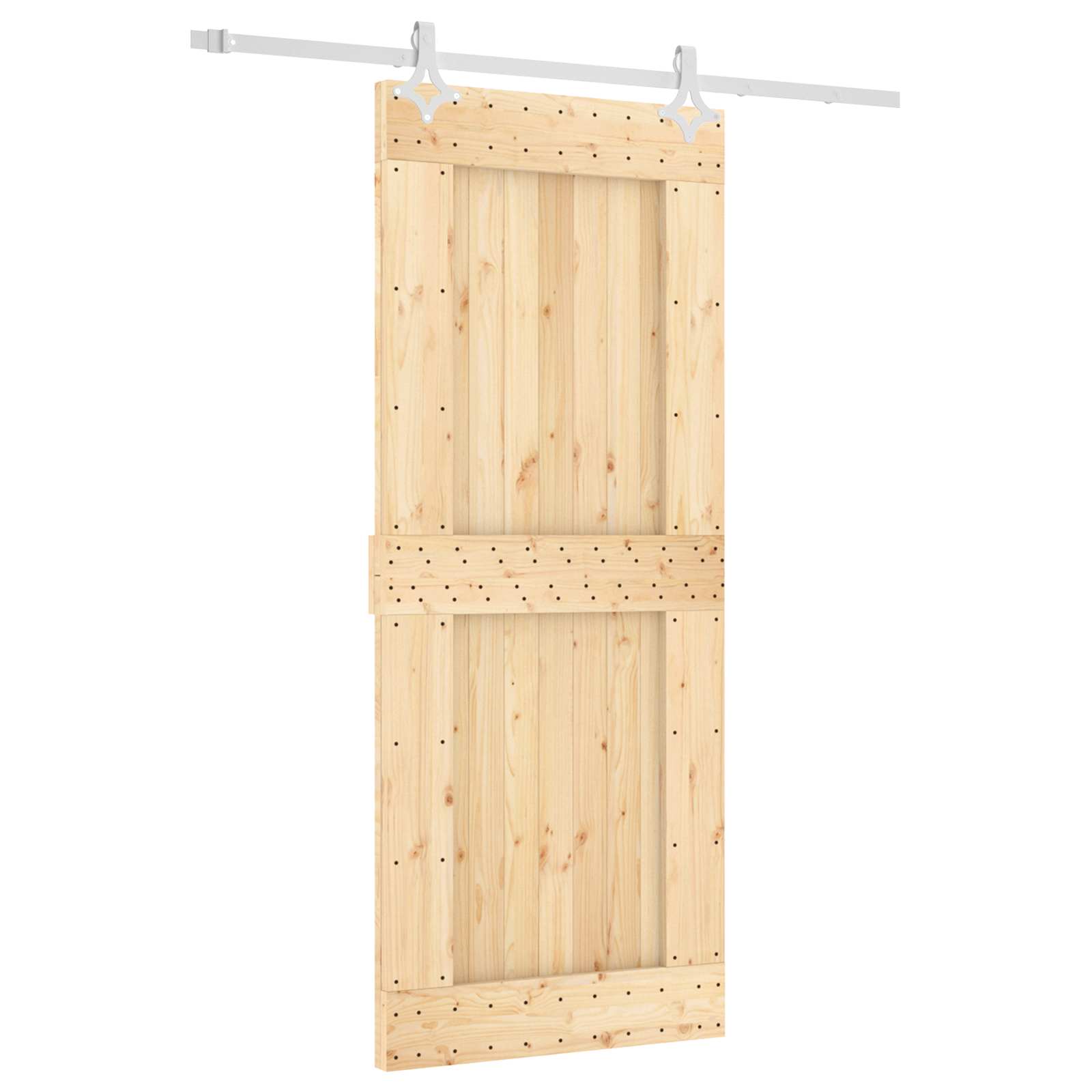 Schuifdeur Natuurlijk en Wit 85 x 210 cm Massief Grenenhout image 2