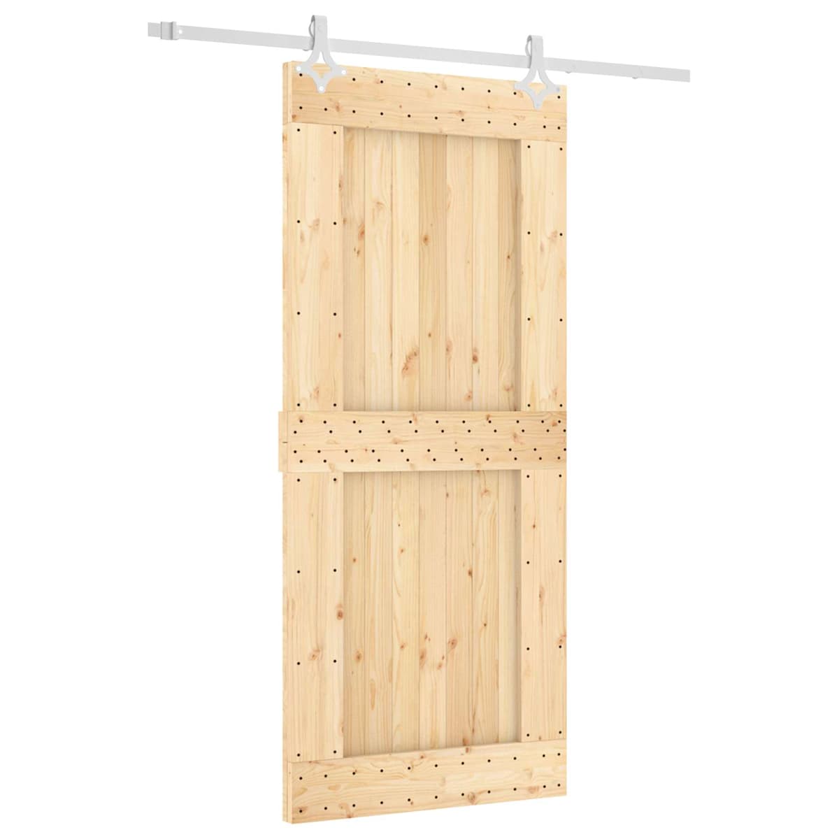 Skydedør Natur og hvid 90 x 210 cm Massivt Fyrretræ - Billede 2