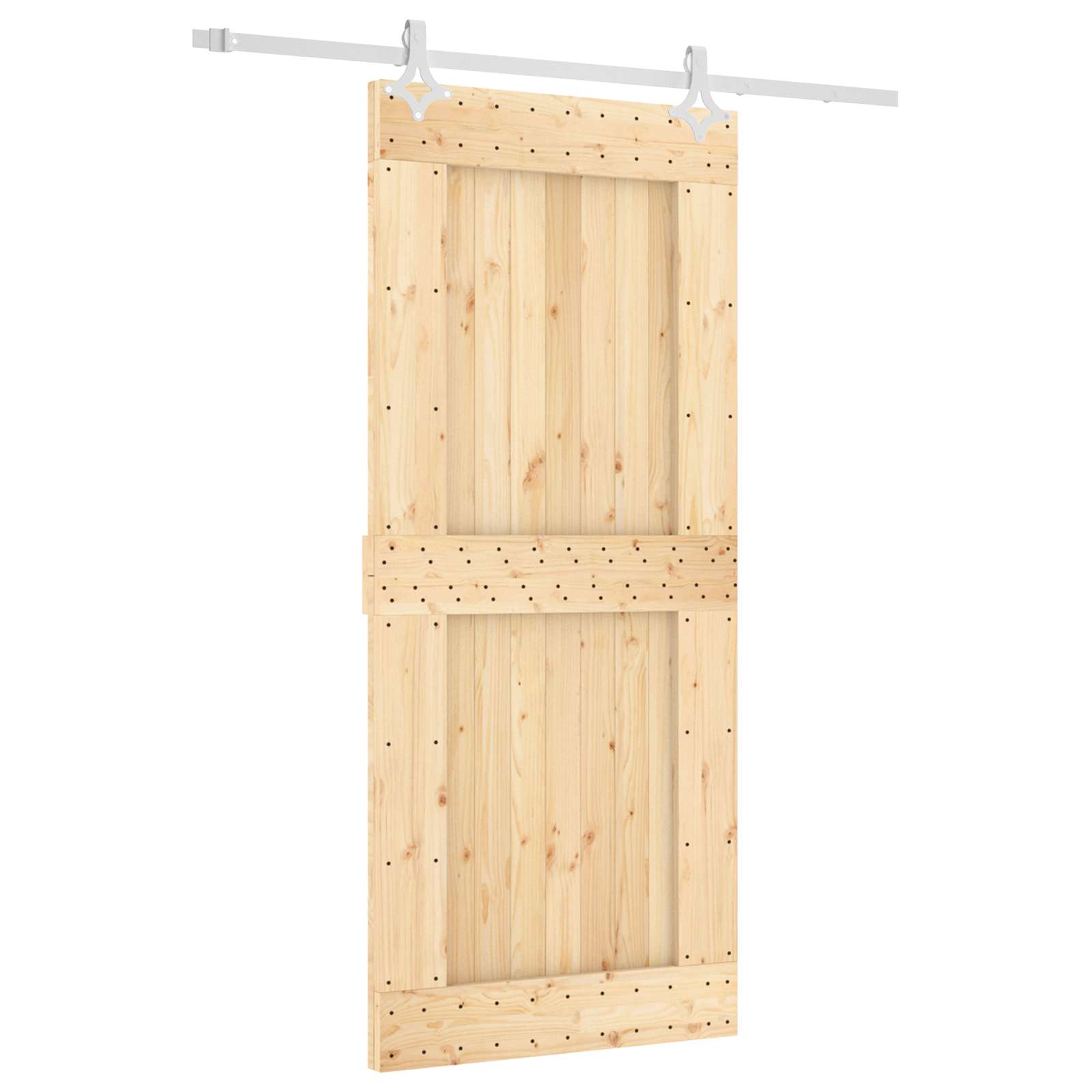 Schuifdeur Natuurlijk en Wit 90 x 210 cm Massief Grenenhout image 2