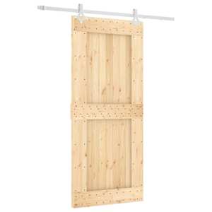 vidaXL Libisev uks Looduslik ja Valge 90 x 210 cm Tahke m&auml;nnipuit