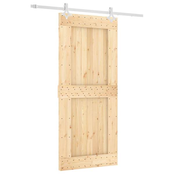 vidaXL Libisev uks Looduslik ja Valge 90 x 210 cm Tahke m&auml;nnipuit