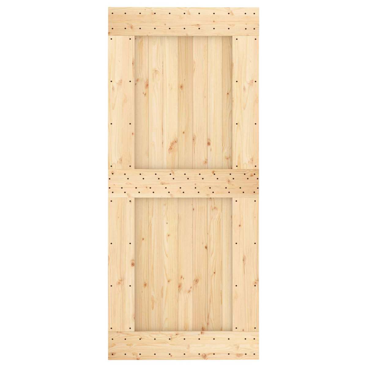 Skydedør Natur og hvid 90 x 210 cm Massivt Fyrretræ - Billede 4
