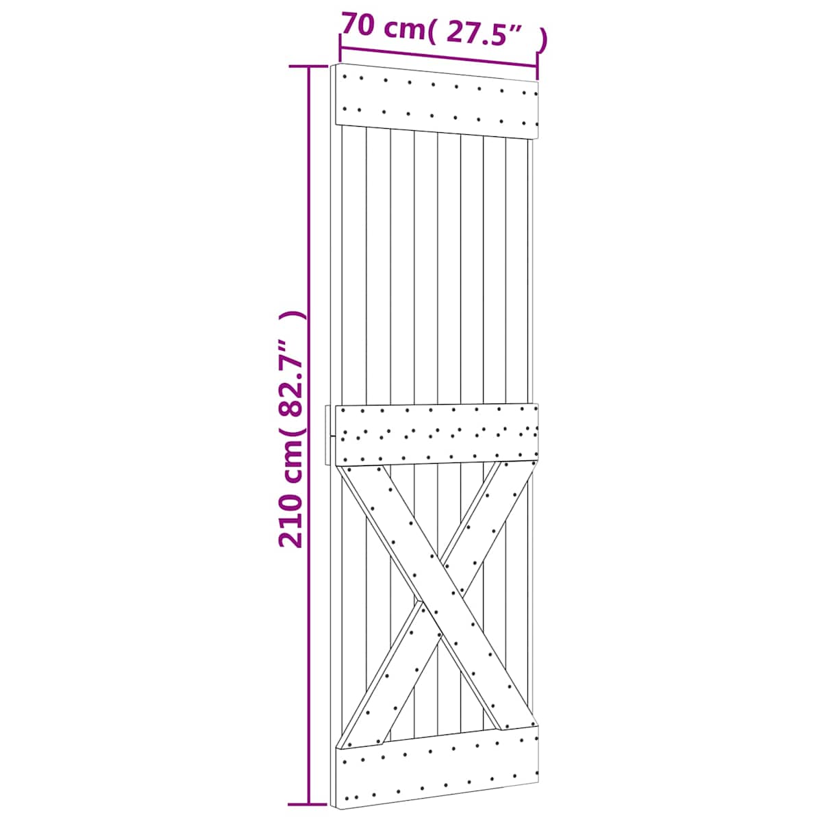 Skydedør 70 x 210 cm Massivt Fyrretræ (Ubehandlet) - Billede 11