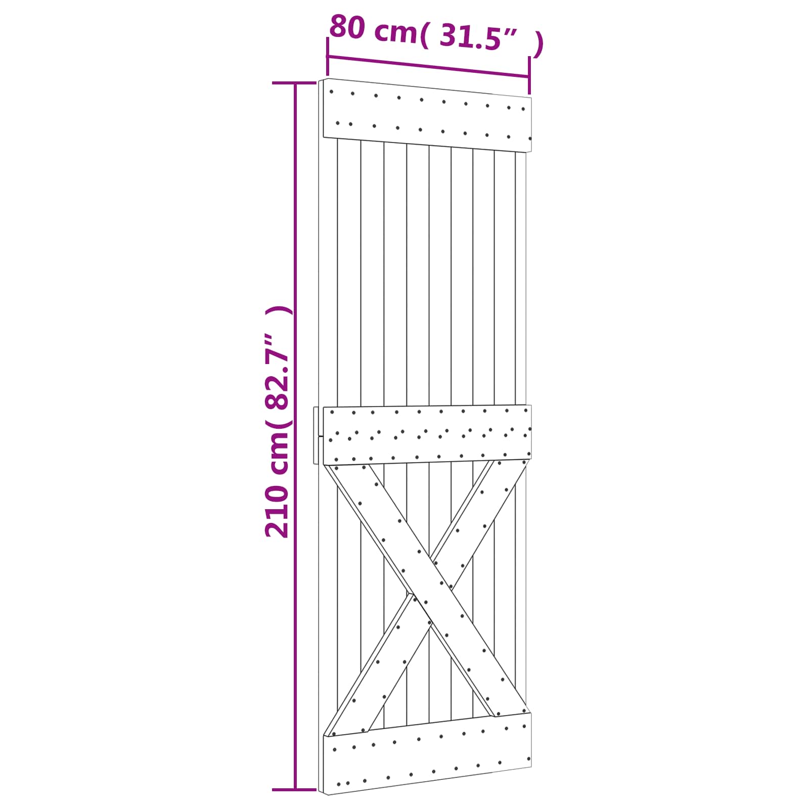 Schuifdeur Natuurlijk en Wit 80 x 210 cm Massief Grenenhout image 11
