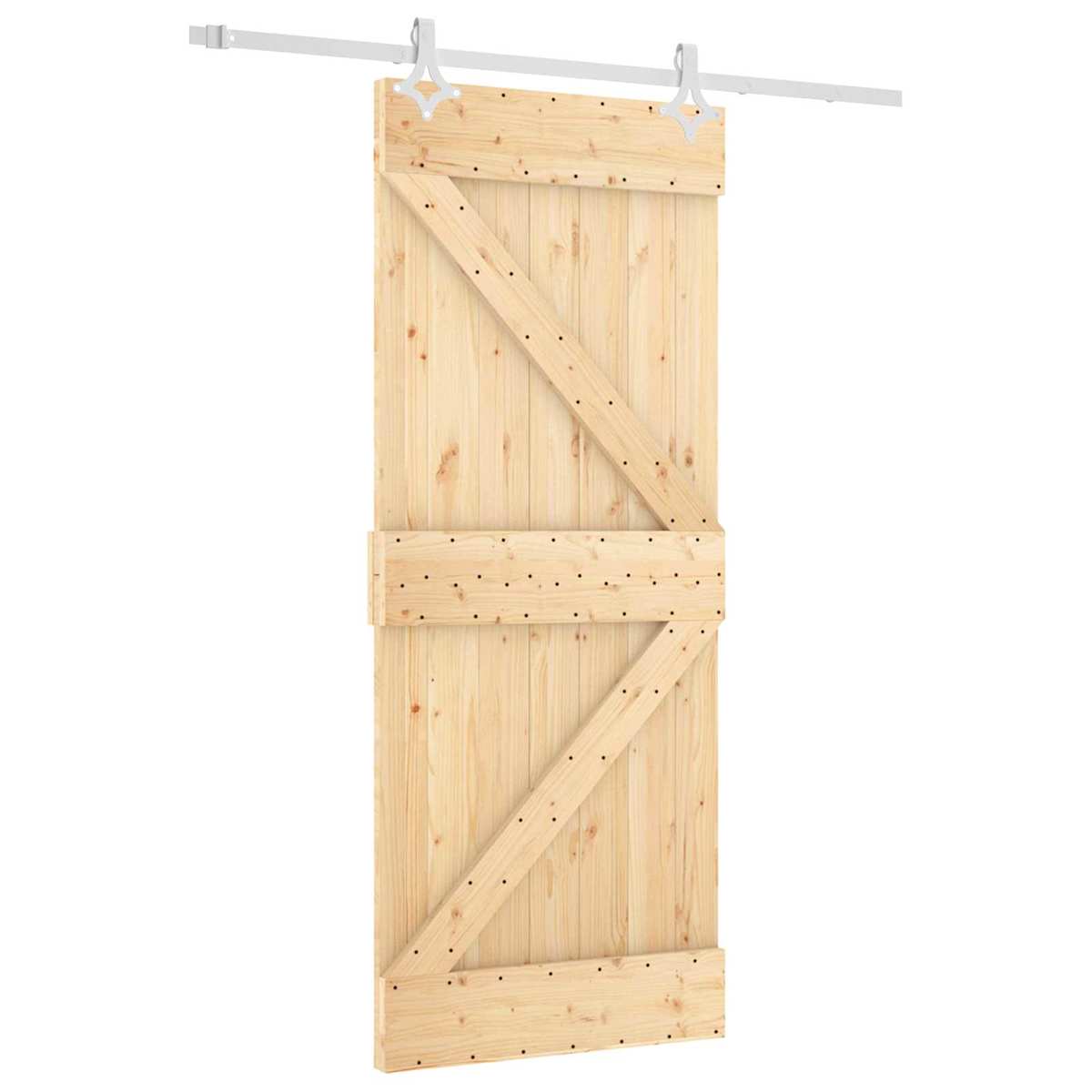 Skydedør Natur og hvid 85 x 210 cm Massivt Fyrretræ - Billede 2