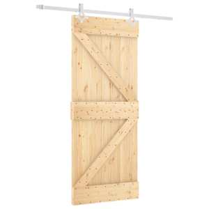 vidaXL Libisev uks Looduslik ja Valge 85 x 210 cm Tahke m&auml;nnipuit